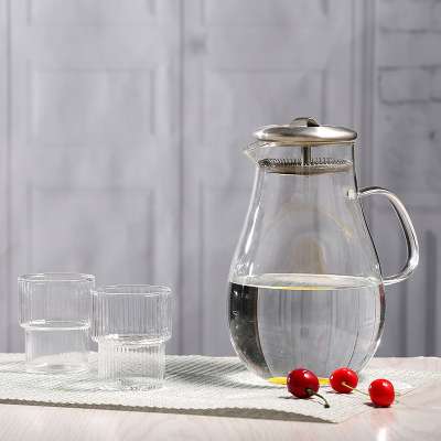 Heat Resistant Borosilicate Glass Tea Pitcher with Stainless Steel Flow Lid